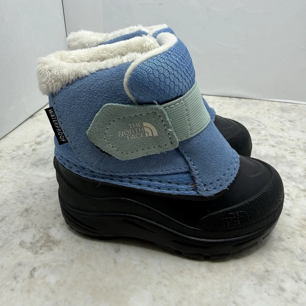 The North Face Toddler Winter Boots Blue Waterproof Fleece Hook & Loop US 6